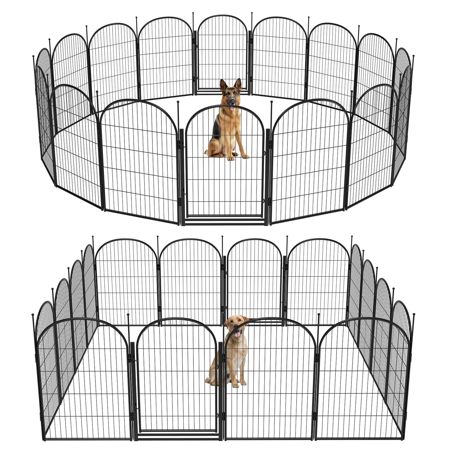 Suchown 40/32" Arched Dog Playpen, 16-Panel Heavy Duty Outdoor Fence for Large Dogs, Portable Pet Kennel for Yard & Indoor Use