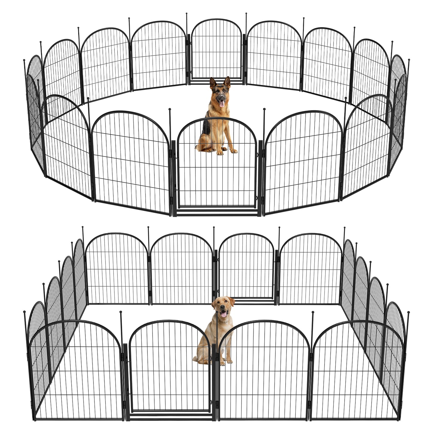 Suchown 40/32" Arched Dog Playpen, 16-Panel Heavy Duty Outdoor Fence for Large Dogs, Portable Pet Kennel for Yard & Indoor Use