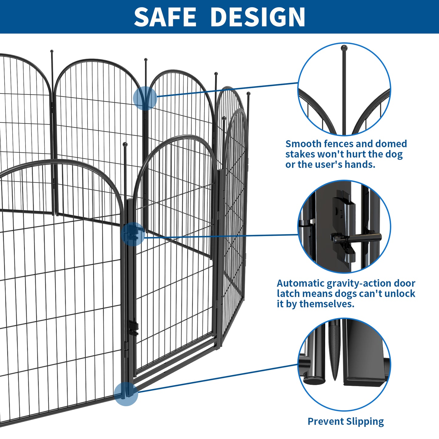 Suchown 40/32" Arched Dog Playpen, 16-Panel Heavy Duty Outdoor Fence for Large Dogs, Portable Pet Kennel for Yard & Indoor Use