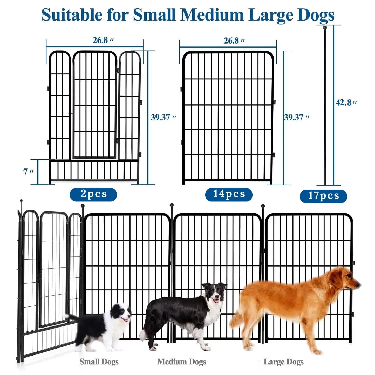 Suchown 8/16 Dog Playpen, 40/32" Height Exercise Pen for Dogs, Outdoor Pet Fence for RV, Yard & Camping