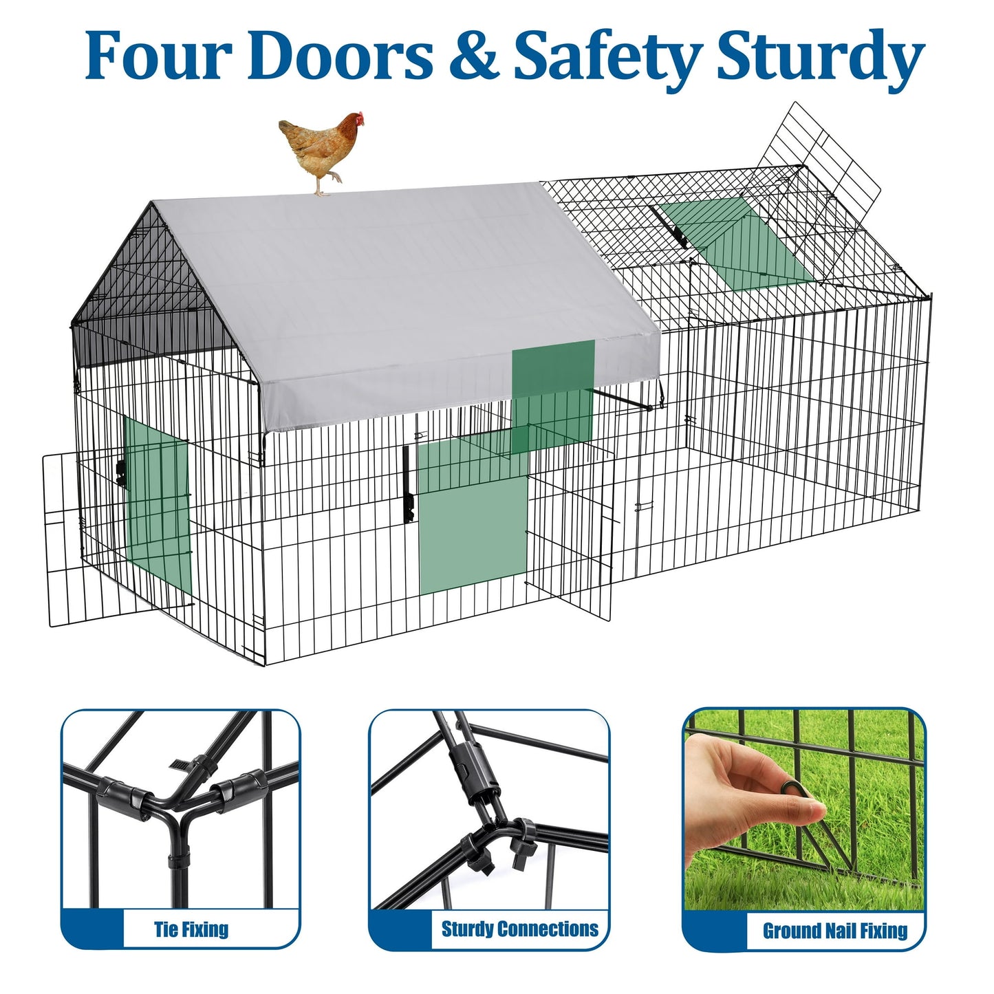 Suchown Chicken Coop, 87''x40'' Large Metal Chicken Run Cage House Rabbit Enclosure with UV-Resistant Oxford Cloth Cover