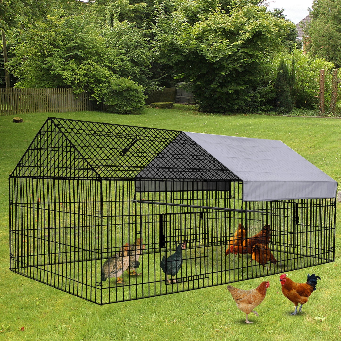 Suchown Chicken Coop, 87''x40'' Large Metal Chicken Run Cage House Rabbit Enclosure with UV-Resistant Oxford Cloth Cover