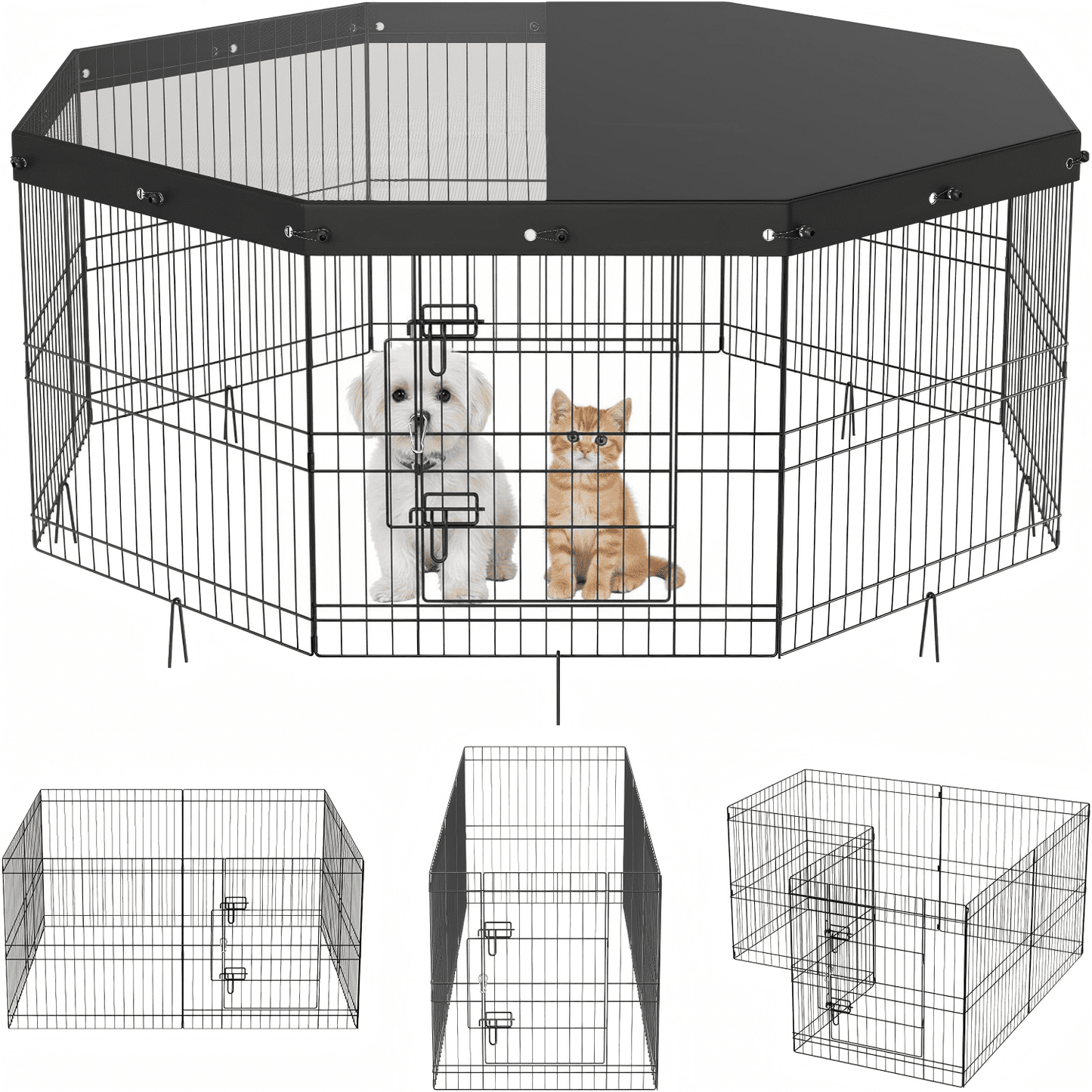 Suchown 24'' High Foldable Metal Dog Playpen – 8 Panels