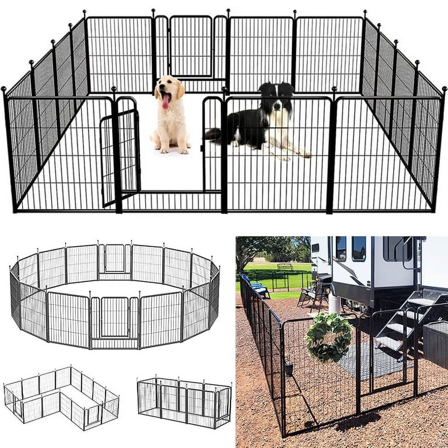 Suchown 8/16 Dog Playpen, 40/32" Height Exercise Pen for Dogs, Outdoor Pet Fence for RV, Yard & Camping