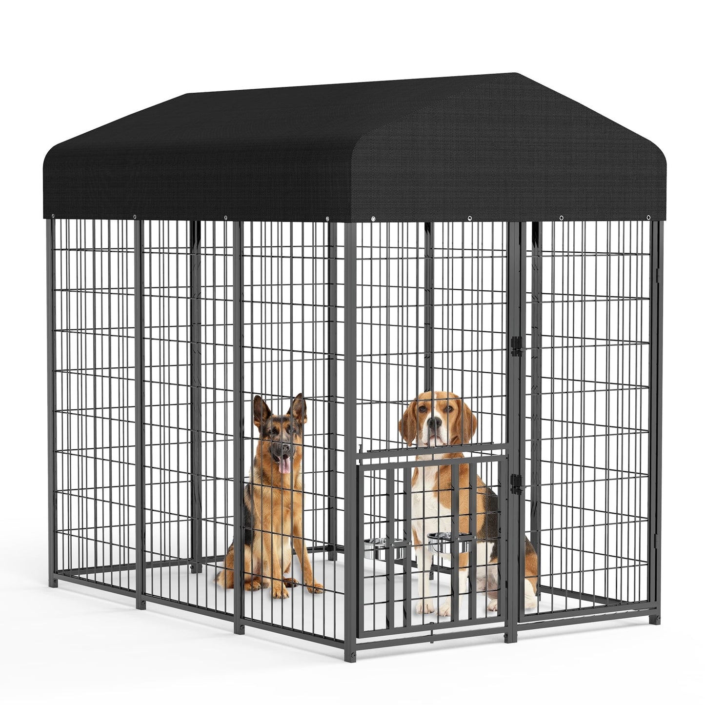 Suchown Outdoor Dog Kennel, Heavy Duty Dog Crate & Playpen, with Waterproof Roof, Secure Lock and Ground Stakes for Large Dogs