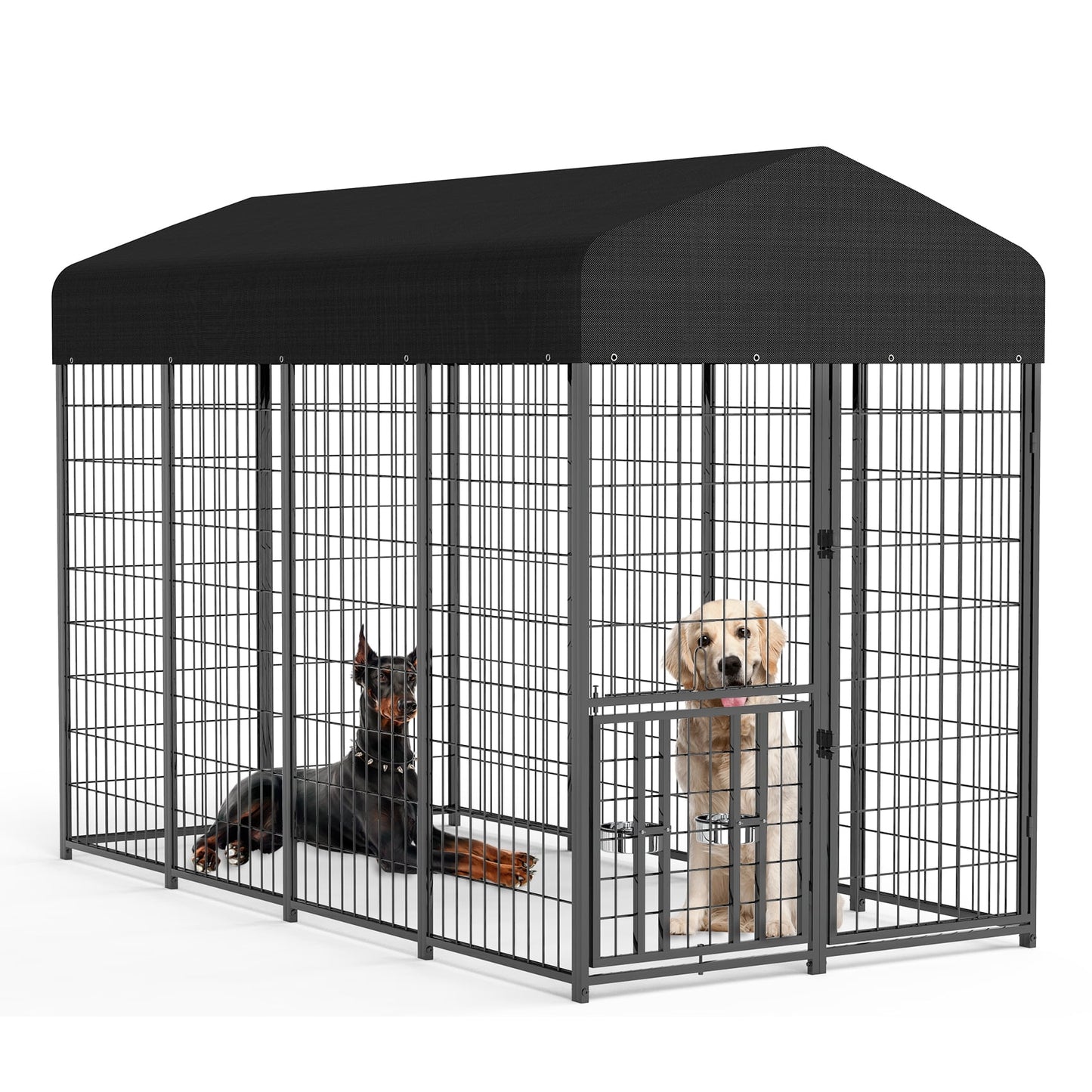 Suchown Outdoor Dog Kennel, Heavy Duty Dog Crate & Playpen, with Waterproof Roof, Secure Lock and Ground Stakes for Large Dogs