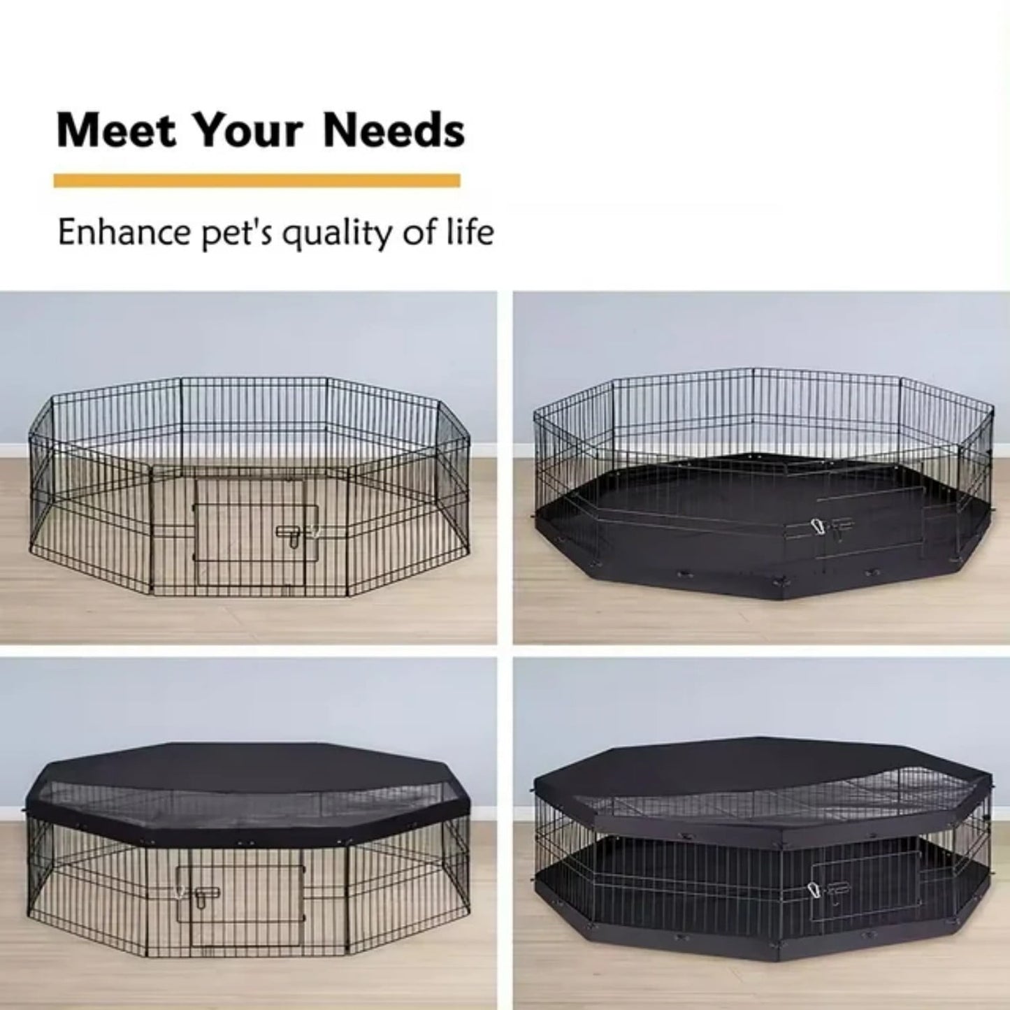 Suchown 24'' High Foldable Metal Dog Playpen – 8 Panels