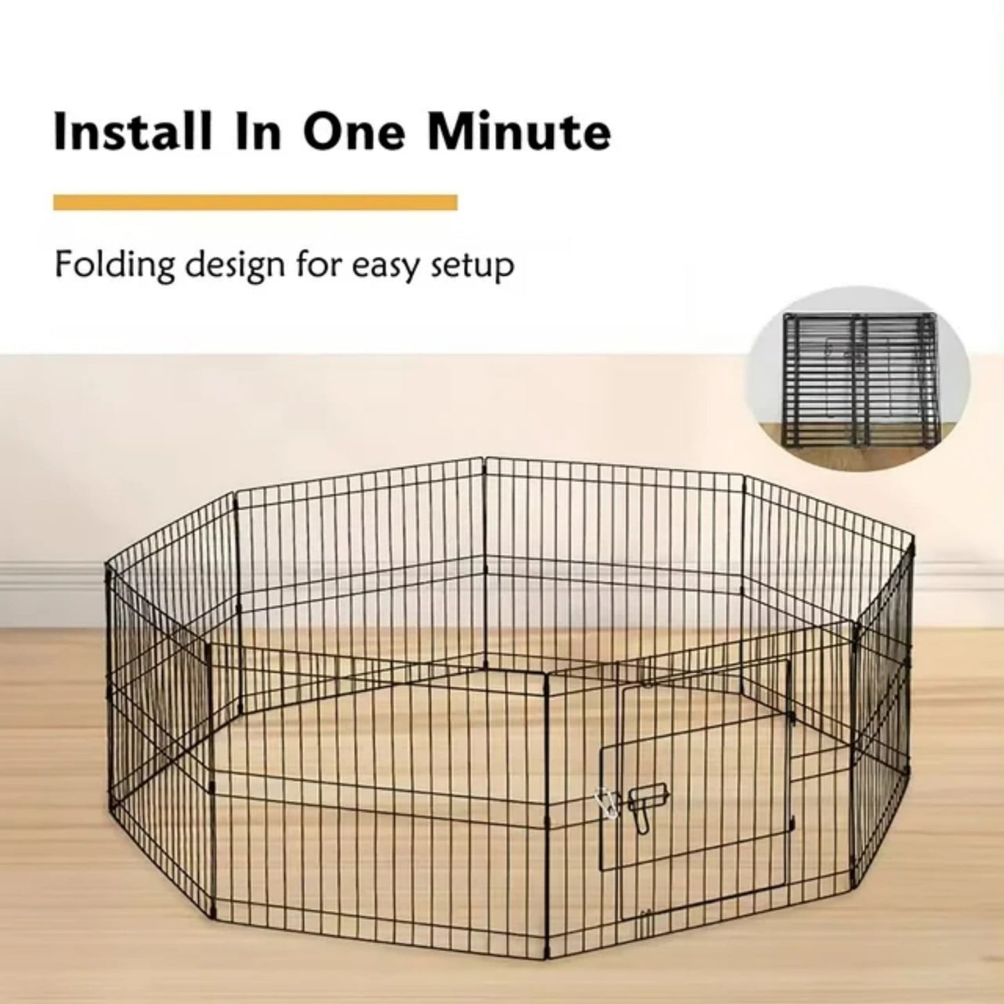 Suchown 24'' High Foldable Metal Dog Playpen – 8 Panels