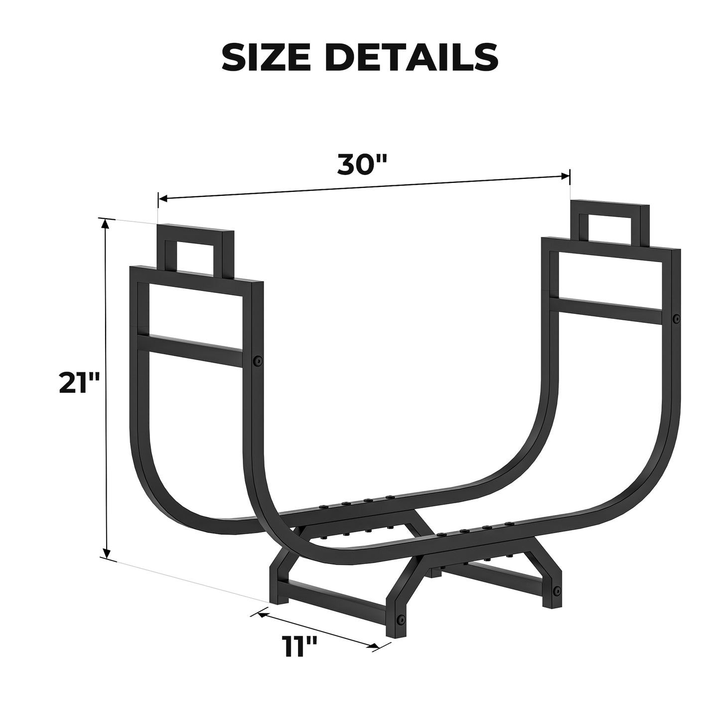 Bonhappy Firewood Rack with Log Carrier Bag, Heavy Duty Metal Firewood Holder Indoor Outdoor, Rust Resistant Fire Wood Rack for Fireplace, Patio, Deck, Fire Pit, and Wood Stove