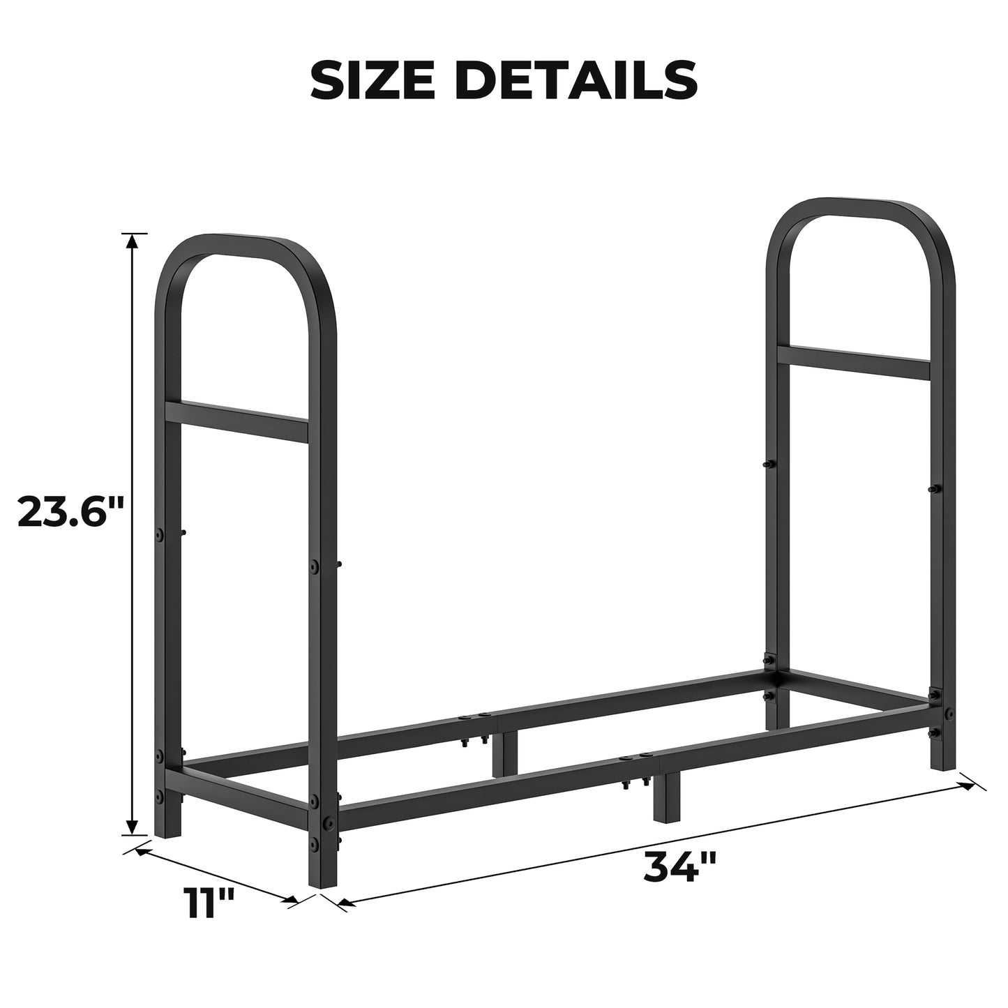 Bonhappy Firewood Rack with Log Carrier Bag, Heavy Duty Metal Firewood Holder Indoor Outdoor, Rust Resistant Fire Wood Rack for Fireplace, Patio, Deck, Fire Pit, and Wood Stove