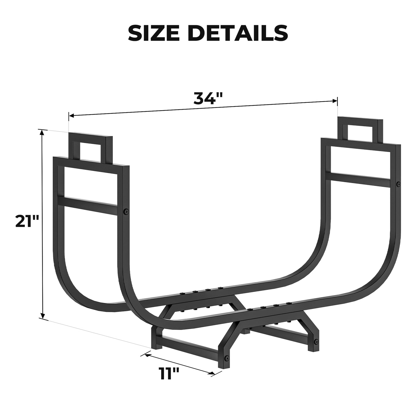 Bonhappy Firewood Rack with Log Carrier Bag, Heavy Duty Metal Firewood Holder Indoor Outdoor, Rust Resistant Fire Wood Rack for Fireplace, Patio, Deck, Fire Pit, and Wood Stove