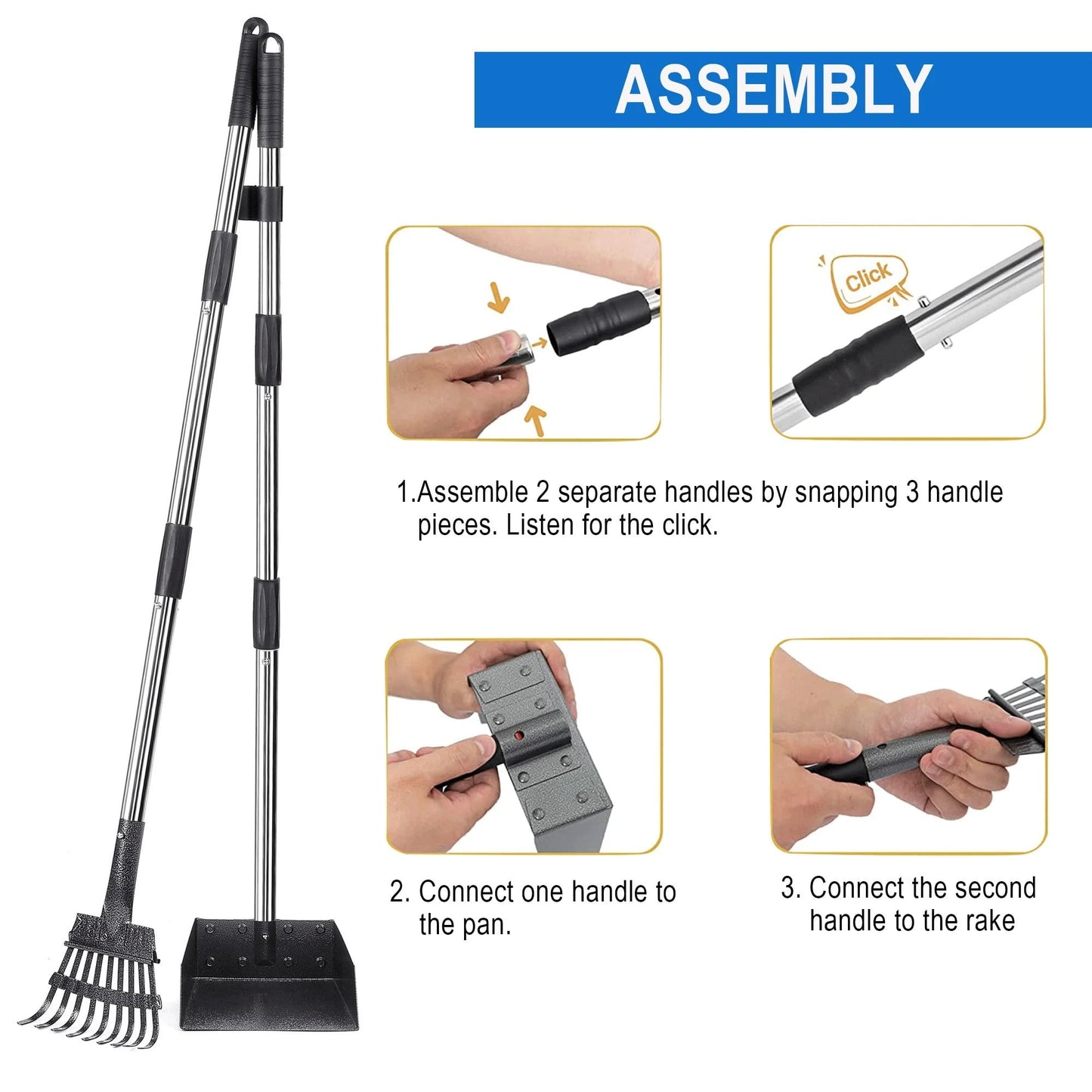 38" Long Handle Poop Scooper, Suchown 2-Piece Metal Waste Scooper Set with Rake & Tray, No Bend Cleanup for Yard, Grass, Lawn 4.5 stars out of 370 reviews (4.5)| 370 ratings