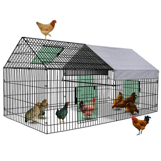 Suchown Chicken Coop, 87''x40'' Large Metal Chicken Run Cage House Rabbit Enclosure with UV-Resistant Oxford Cloth Cover