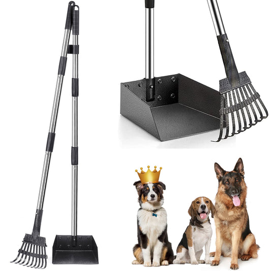 38" Long Handle Poop Scooper, Suchown 2-Piece Metal Waste Scooper Set with Rake & Tray, No Bend Cleanup for Yard, Grass, Lawn 4.5 stars out of 370 reviews (4.5)| 370 ratings