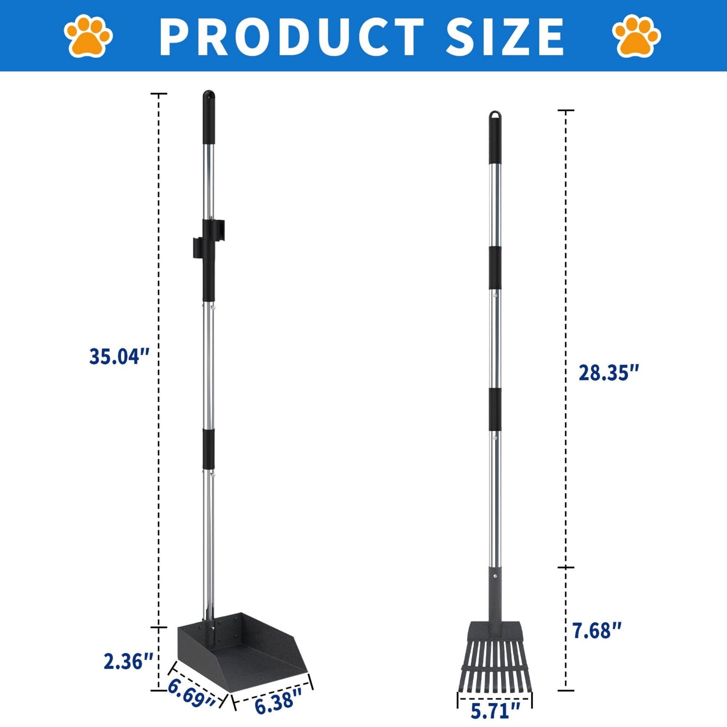 38" Long Handle Poop Scooper, Suchown 2-Piece Metal Waste Scooper Set with Rake & Tray, No Bend Cleanup for Yard, Grass, Lawn 4.5 stars out of 370 reviews (4.5)| 370 ratings