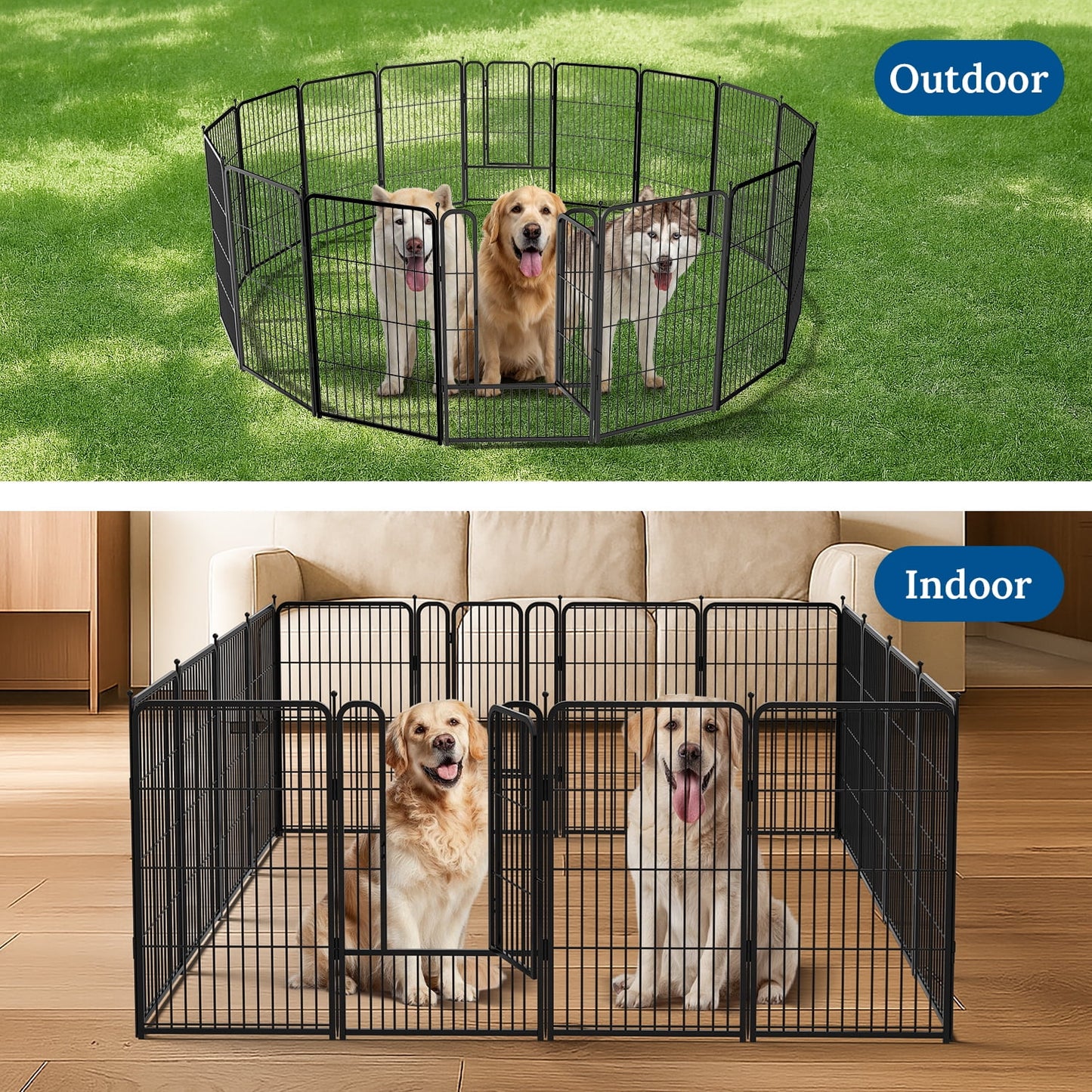 Suchown 8/16 Dog Playpen, 40/32" Height Exercise Pen for Dogs, Outdoor Pet Fence for RV, Yard & Camping