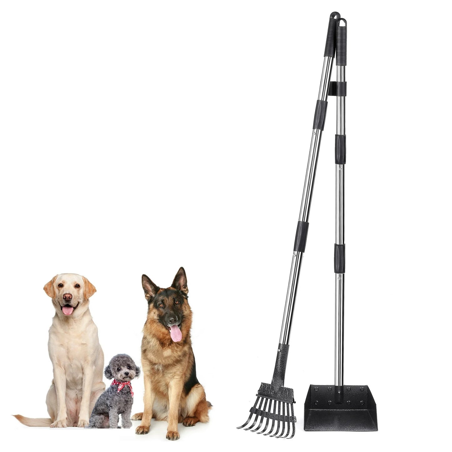 38" Long Handle Poop Scooper, Suchown 2-Piece Metal Waste Scooper Set with Rake & Tray, No Bend Cleanup for Yard, Grass, Lawn 4.5 stars out of 370 reviews (4.5)| 370 ratings